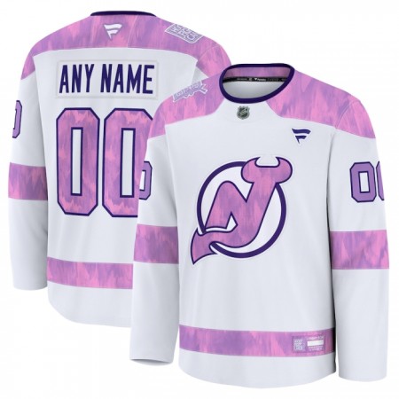 New Jersey Devils tröja Customized Fanatics Hockey Fights Cancer Practice 2024-25 Vit - NHL Tröjor Herr